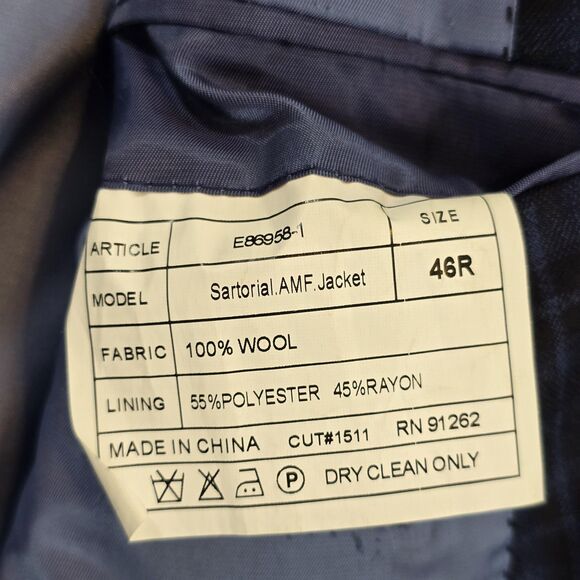 Enzo Tovare Blazer Mens 46R Blue Plaid Wool Sartorial AMF 2 Button Notch Lapel - Picture 14 of 16